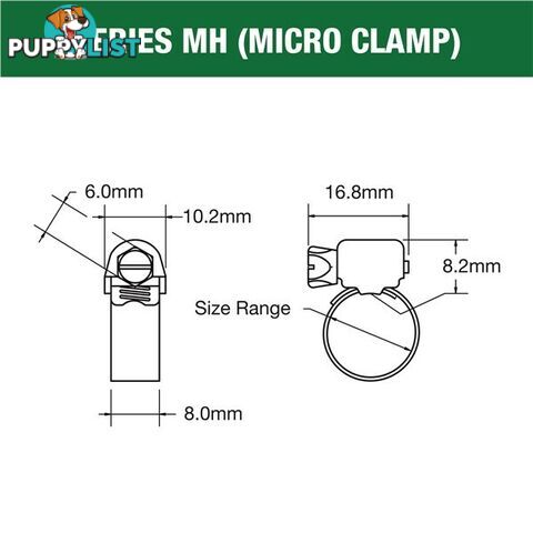 Tridon Part S. Steel Hose Clamp 52mm â 70mm Micro Perforated Band 10pk SKU - MH036P