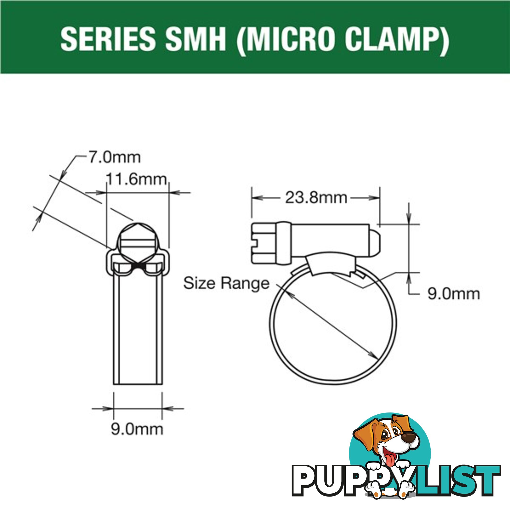 Tridon Regular Hose Clamp 13mm  - 25mm Solid Band Part Stainless 10pk SKU - SHS008P