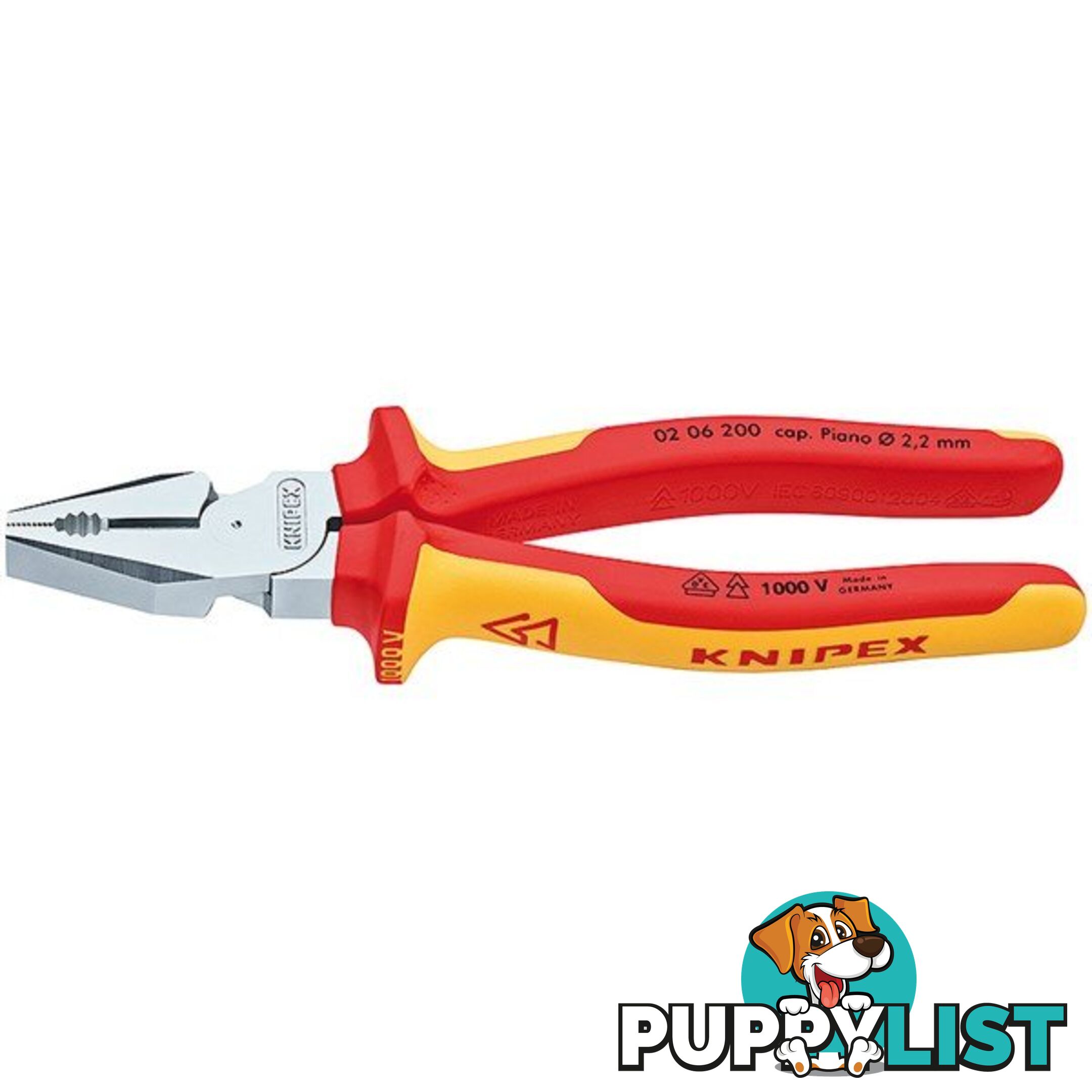 Knipex 200mm High Leverage Combination Pliers  - 1000V VDE SKU - 206200