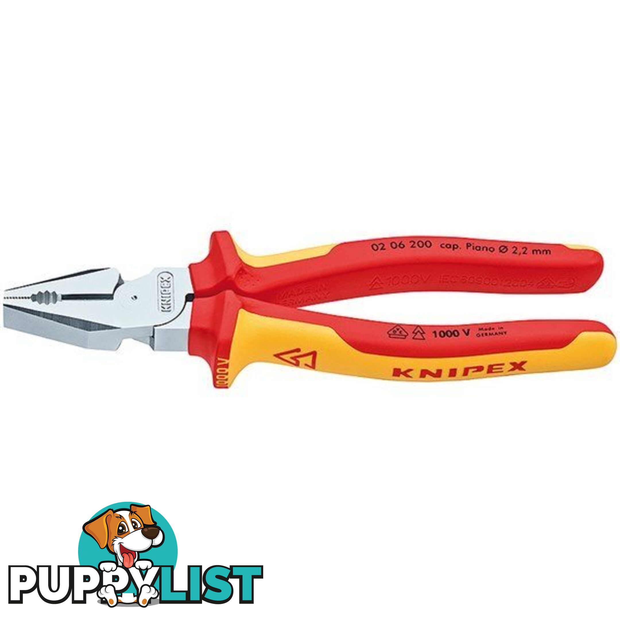 Knipex 200mm High Leverage Combination Pliers  - 1000V VDE SKU - 206200