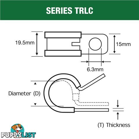 Tridon Rubber Lined Hose Clamp 25mm Zinc Plated 10 pk SKU - TRLC25P