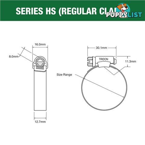 Tridon Part S. Steel Hose Clamps 222mm â 273mm Perforated Band 10pk SKU - HS164