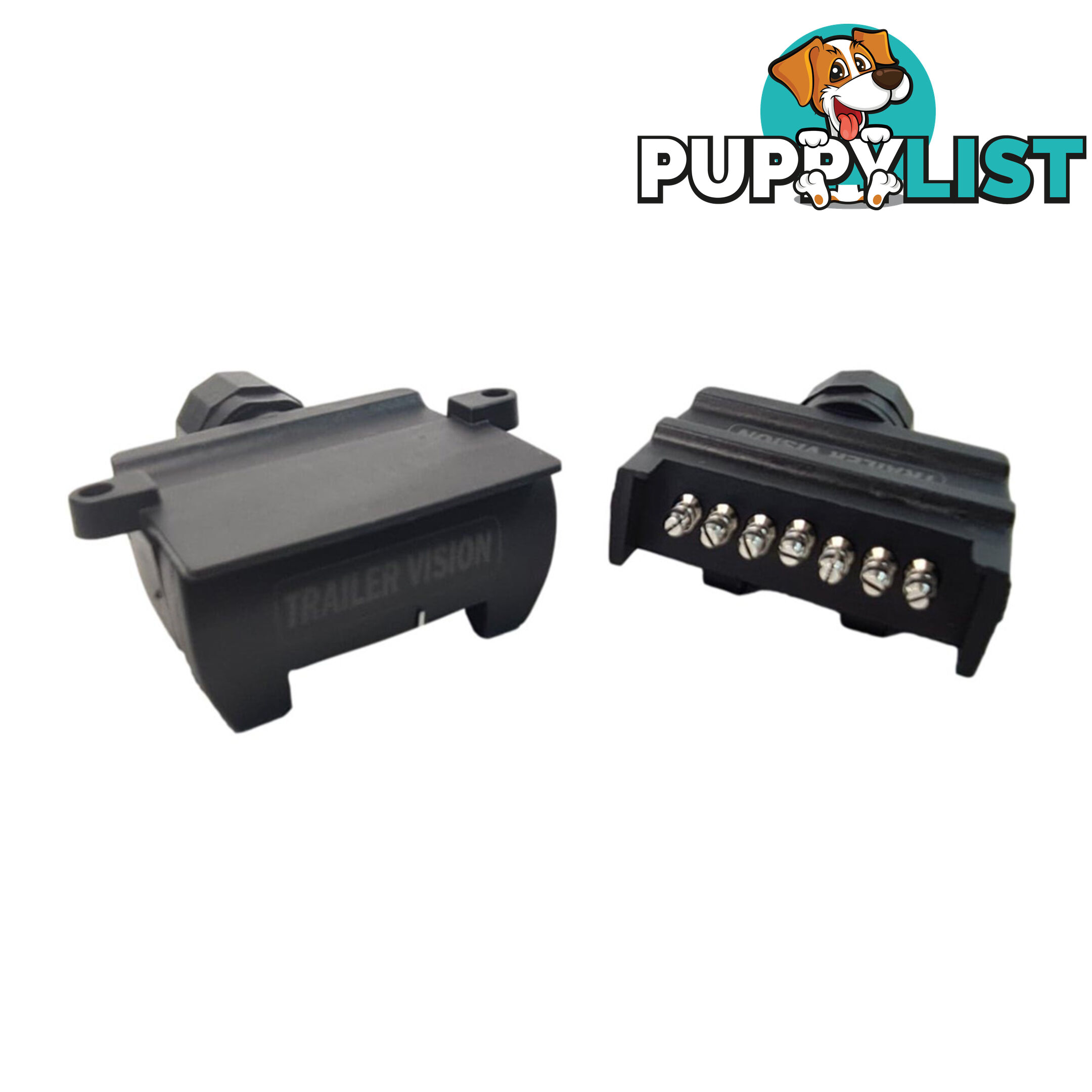 Trailer Vision 7 Pin Flat Male Plug   7 Pin Female Socket with Terminal Springs SKU - TV106FTV105F