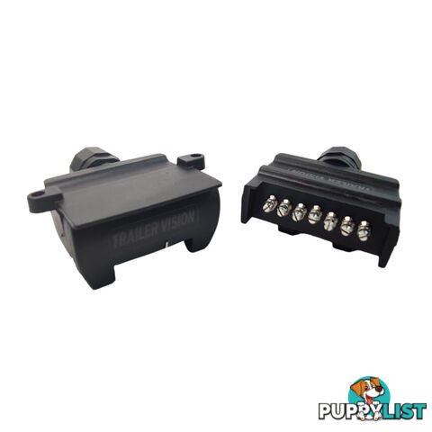 Trailer Vision 7 Pin Flat Male Plug   7 Pin Female Socket with Terminal Springs SKU - TV106FTV105F