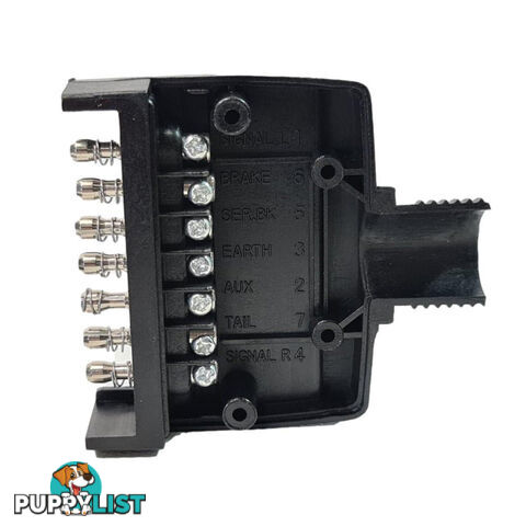 Trailer Vision 7 Pin Flat Male Plug   7 Pin Female Socket with Terminal Springs SKU - TV106FTV105F