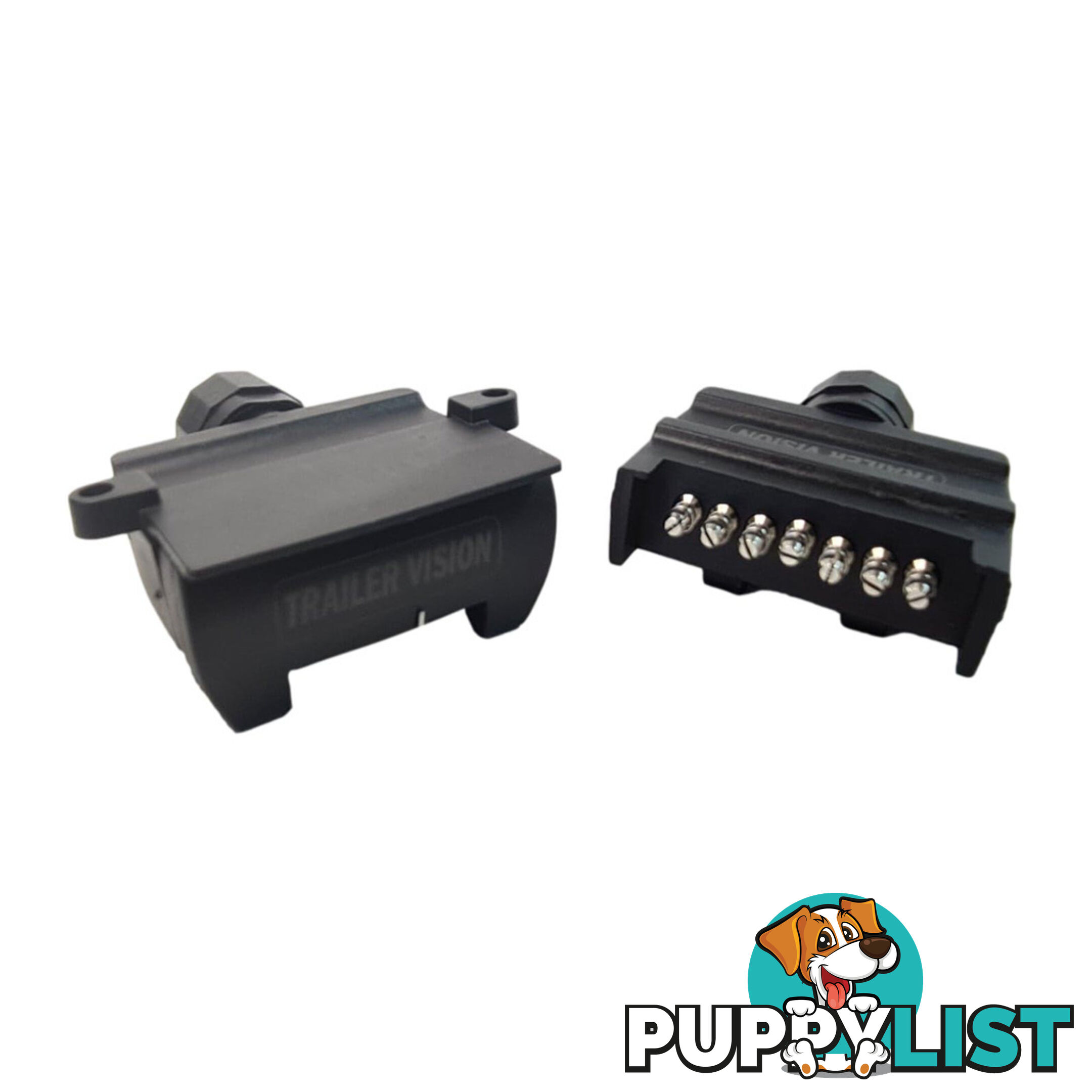 Trailer Vision 7 Pin Flat Male Plug   7 Pin Female Socket with Terminal Springs SKU - TV106FTV105F