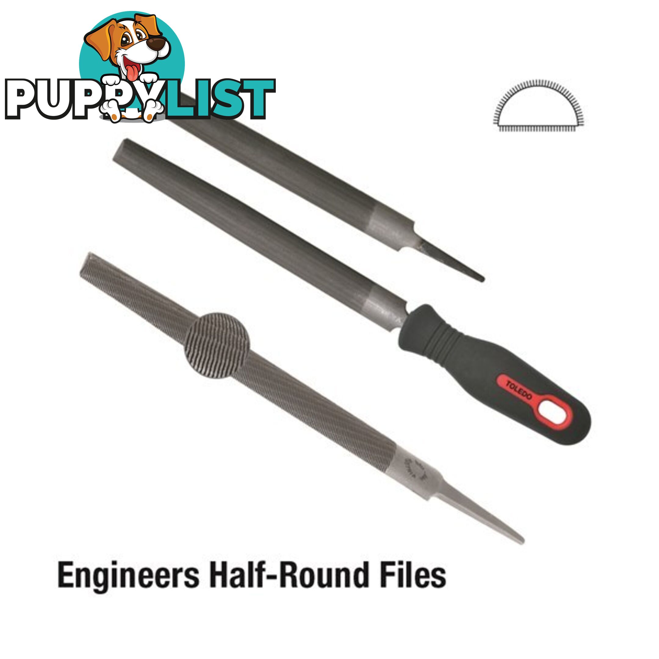 Toledo Half Round File Second Cut  - 100mm SKU - 04HR02CD