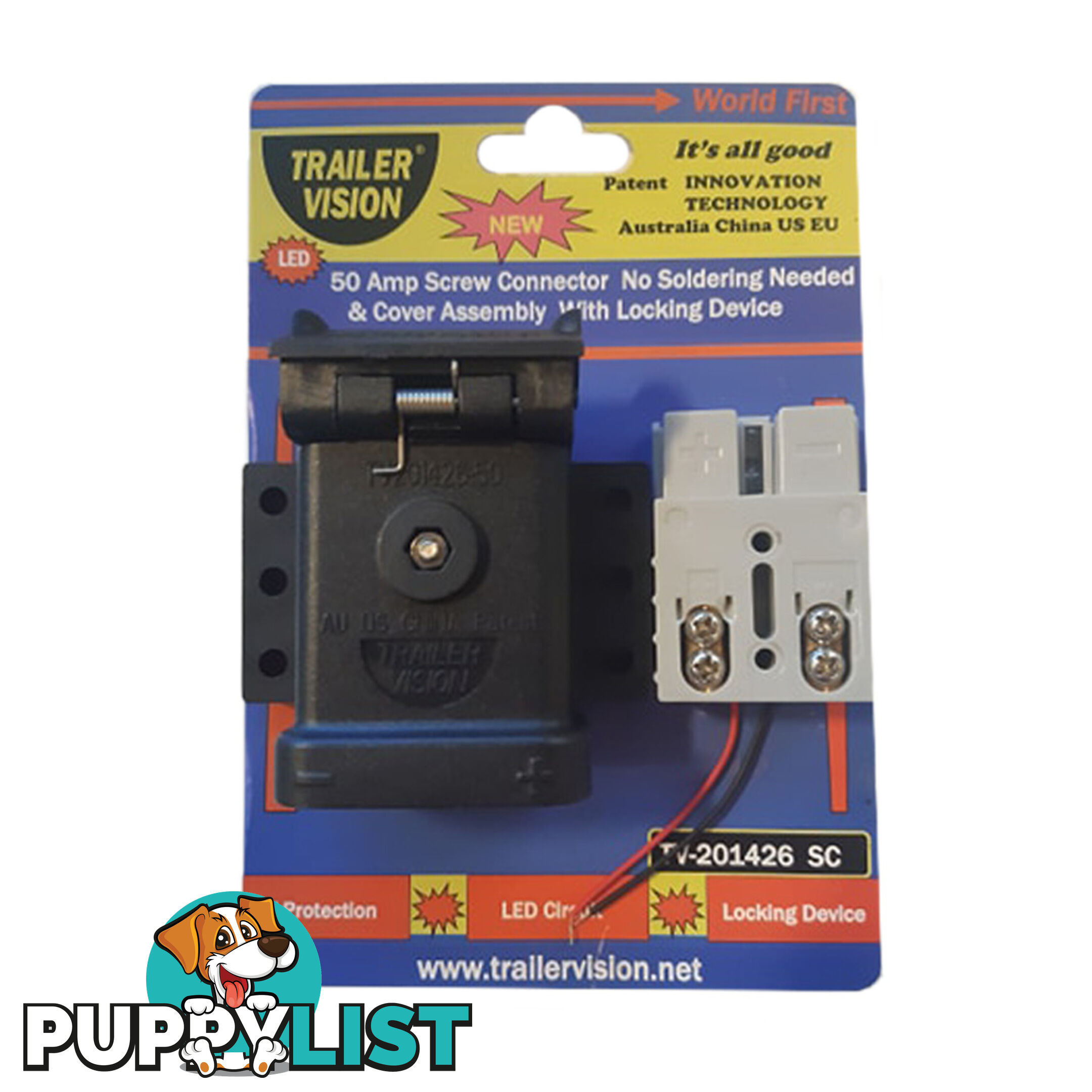 Trailer Vision 50 amp Top Mount with LED Screw Connector Anderson Plug SKU - TV201426SC