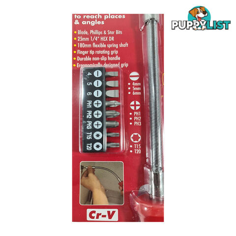 Screwdriver Flexible Shaft 9pc Bit Set SKU - PT30207