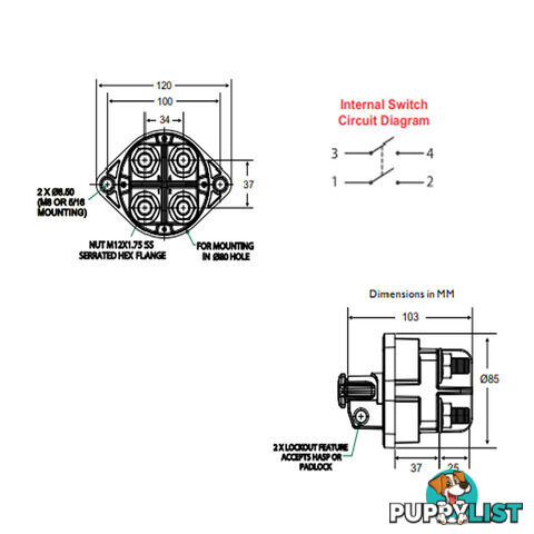 Master Disconnect Switch 500 amp 48vdc Single or Dual Battery