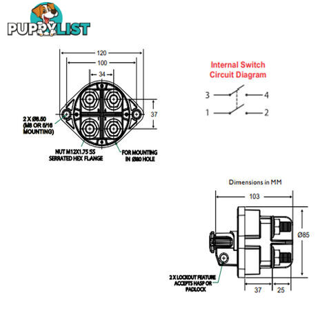 Master Disconnect Switch 500 amp 48vdc Single or Dual Battery