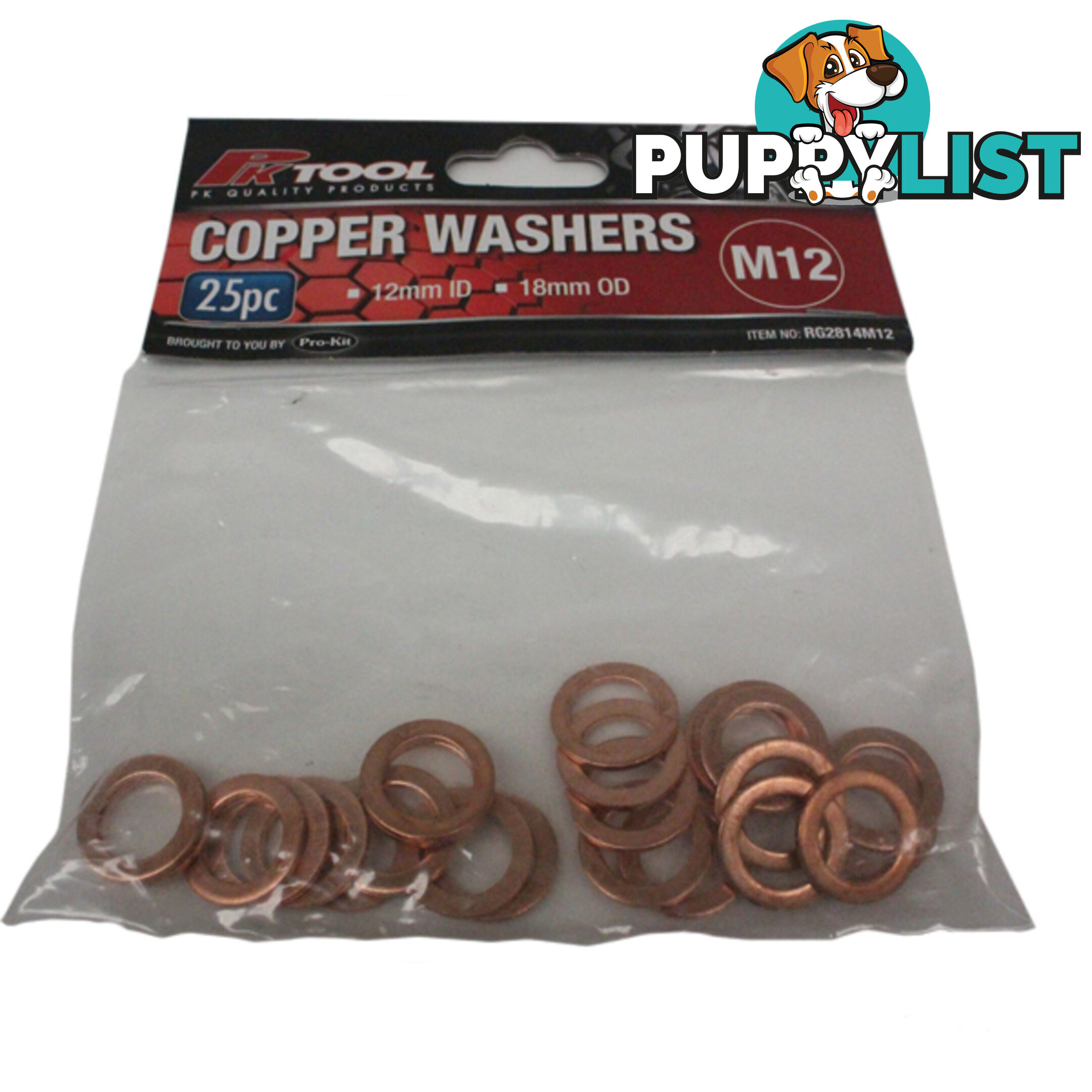 Copper Washers 12mm ID  - 18mm OD 25pc pack SKU - RG2814M12