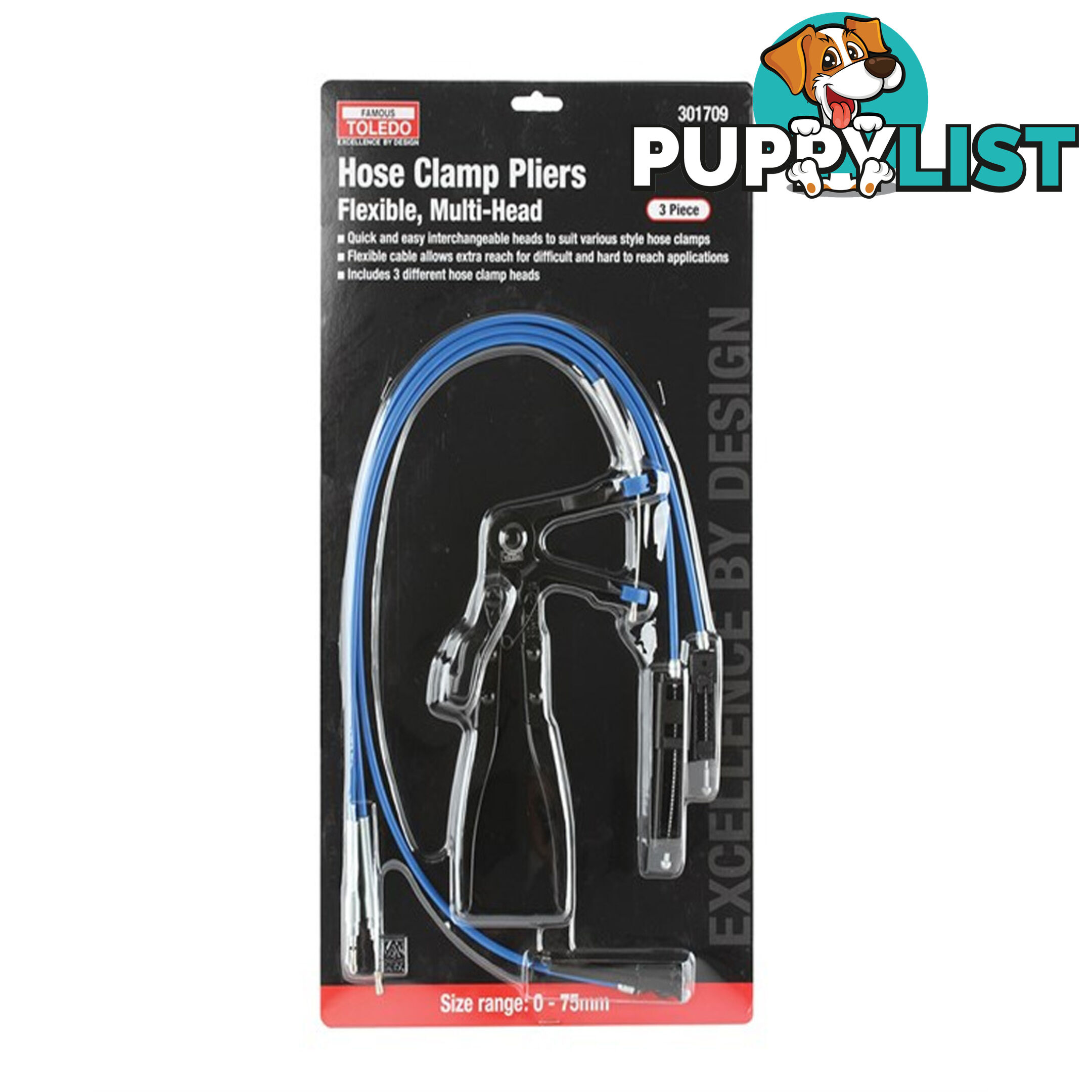 Toledo Hose Clamp Pliers Flexible Multi-Head 3pc SKU - 301709