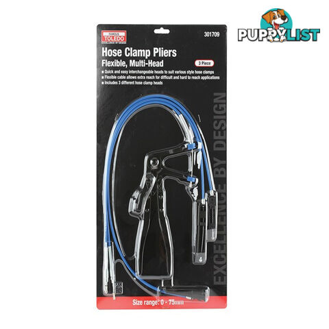 Toledo Hose Clamp Pliers Flexible Multi-Head 3pc SKU - 301709