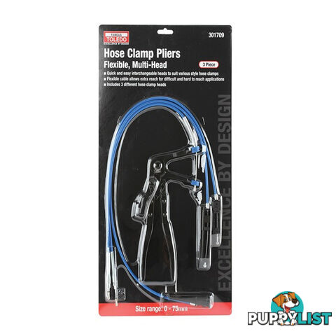 Toledo Hose Clamp Pliers Flexible Multi-Head 3pc SKU - 301709