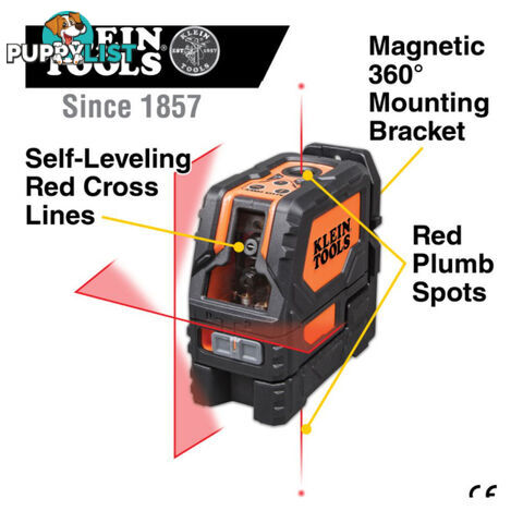 Klein Laser Level, Self Levelling Red Crossline and Plumb Spot SKU - 93LCLG