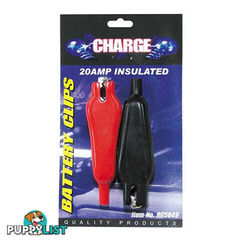 Charge Battery Clamps 20 amps Pos / Neg Fully Insulated 2pc SKU - RG5049