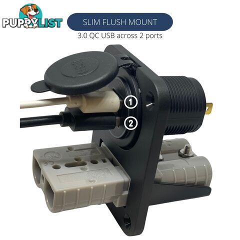 50 amp Anderson Plug and Dual USB Panel Mount Assembly SKU - AR0250aUSB