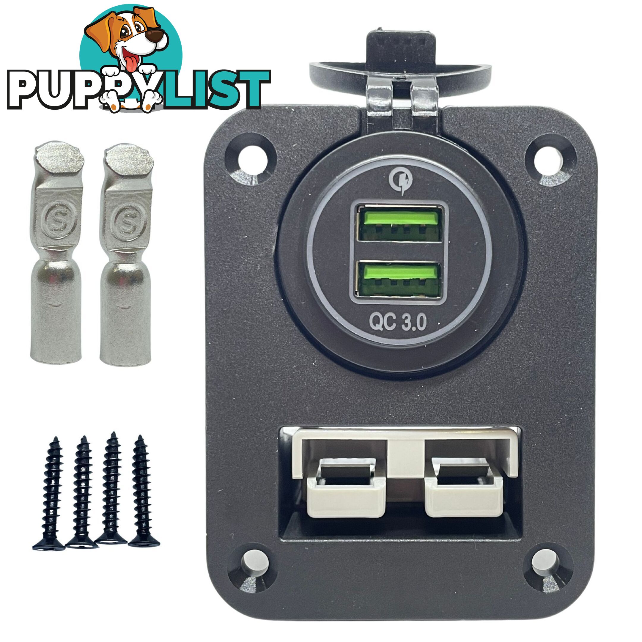 50 amp Anderson Plug and Dual USB Panel Mount Assembly SKU - AR0250aUSB