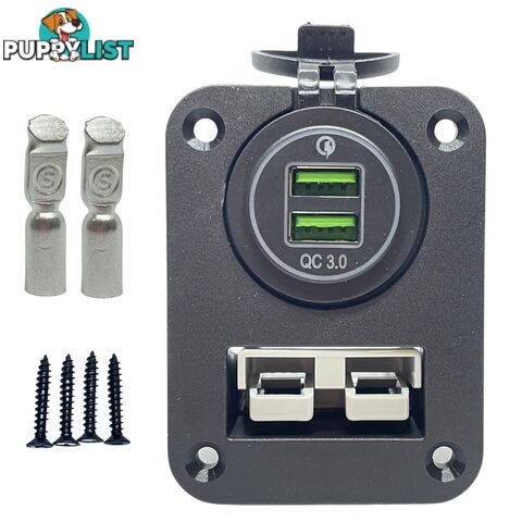 50 amp Anderson Plug and Dual USB Panel Mount Assembly SKU - AR0250aUSB