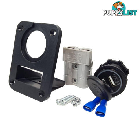 50 amp Anderson Plug and Dual USB Panel Mount Assembly SKU - AR0250aUSB