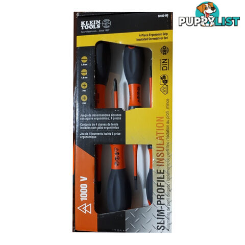 Klein 4pc Screwdriver Slim Profile Insulated 1000V 2 x Philips 2 x Slotted SKU - 32690-INS