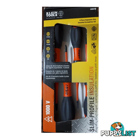 Klein 4pc Screwdriver Slim Profile Insulated 1000V 2 x Philips 2 x Slotted SKU - 32690-INS