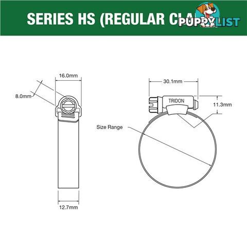 Tridon Part S. Steel Hose Clamps 159mm â 206mm Perforated Band 10pk SKU - HS120