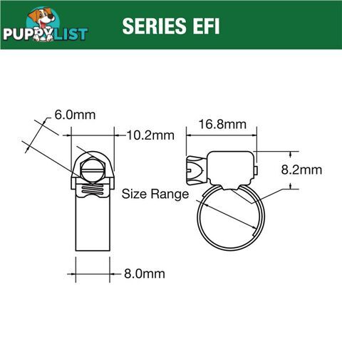 Tridon Extended Tang Micro Hose Clamp Pack 7mm  - 15mm 10pk SKU - EFI004P