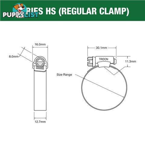 Tridon Part S. Steel Hose Clamps 21mm â 38mm Perforated Band 10pk SKU - HS016P