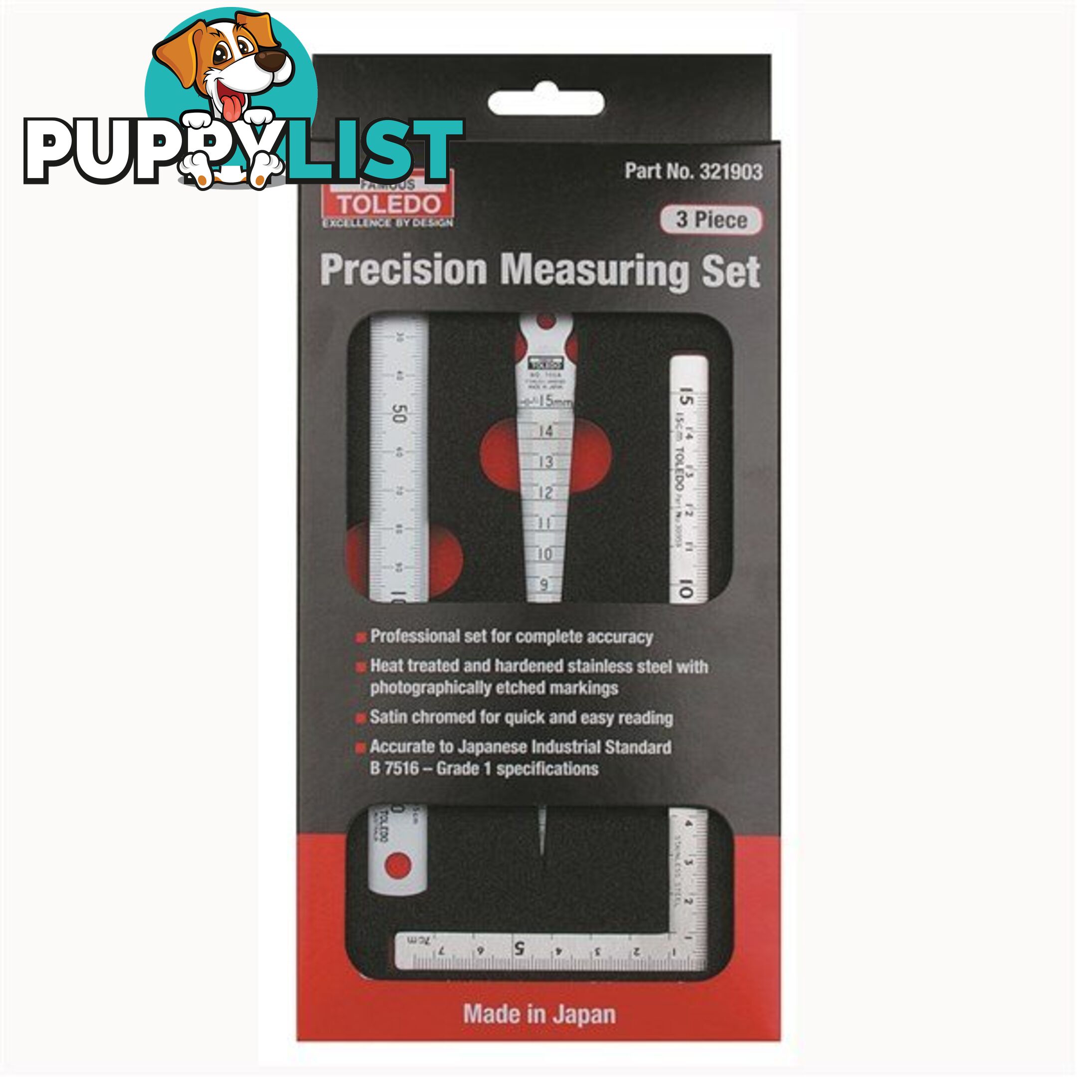 Toledo Precision Measuring 3pc Set Photographically Etched Markings SKU - 321903