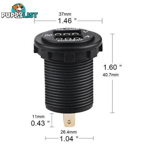 Volt   Amp Meter Round Panel Mount LED Display SKU - 10021