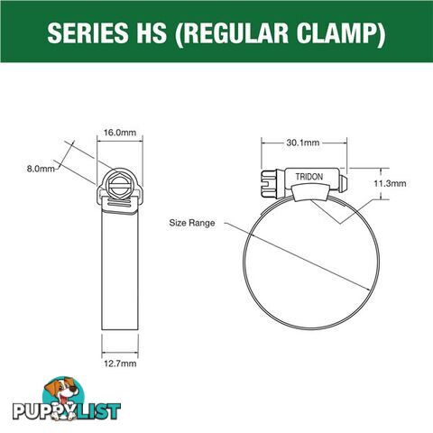 Tridon Part S. Steel Hose Clamps 146mm â 197mm Perforated Band 10pk SKU - HS116