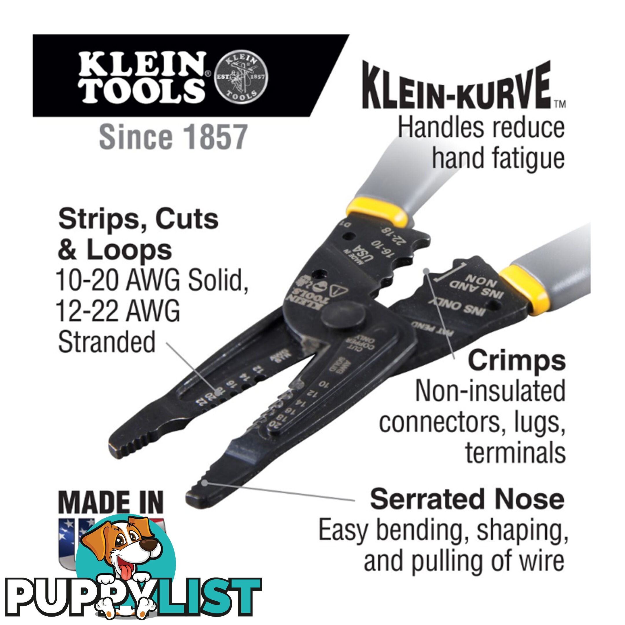 Klein Kurve Long Nose Wire Stripper Crimper SKU - 1009