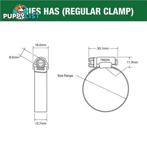 Tridon Full S. Steel Hose Clamps 27mm â 51mm Perforated Band 10pk SKU - HAS024P