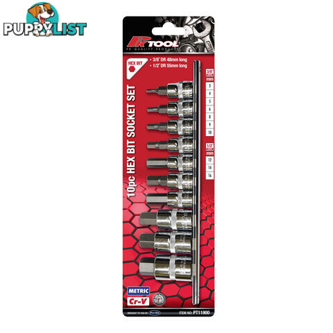 PK Tools Hex Bit Socket 3/8 "   1/4 " dr Metric 6PT 10pc Set SKU - PT11900