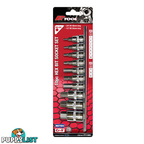 PK Tools Hex Bit Socket 3/8 "   1/4 " dr Metric 6PT 10pc Set SKU - PT11900