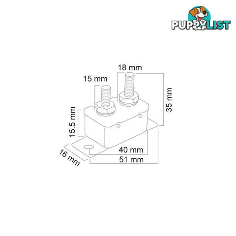 Cole Hersee 12V Type 1 Circuit Breakers Metal Bracket Mount SKU - E61-30055-10, E61-30055-15, E61-30055-20, E61-30055-30, E61-30055-40, E61-30055-50