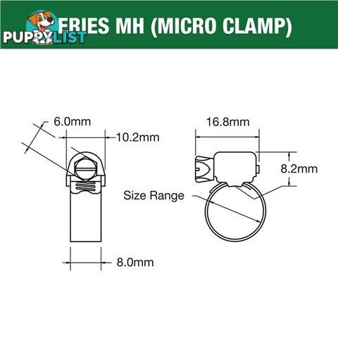 Tridon Part S. Steel Hose Clamp 11mm â 22mm Micro Perforated Band 10pk SKU - MH006P