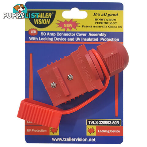 50 amp Anderson Plug Weather Proof Cover Red with LED Power Indicator SKU - TVN-328993-50R