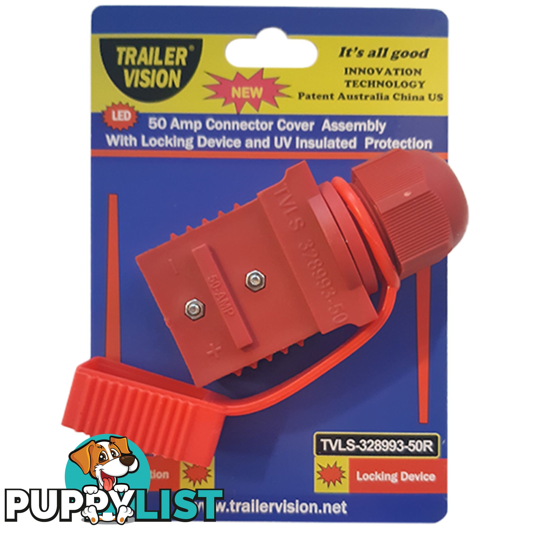 50 amp Anderson Plug Weather Proof Cover Red with LED Power Indicator SKU - TVN-328993-50R