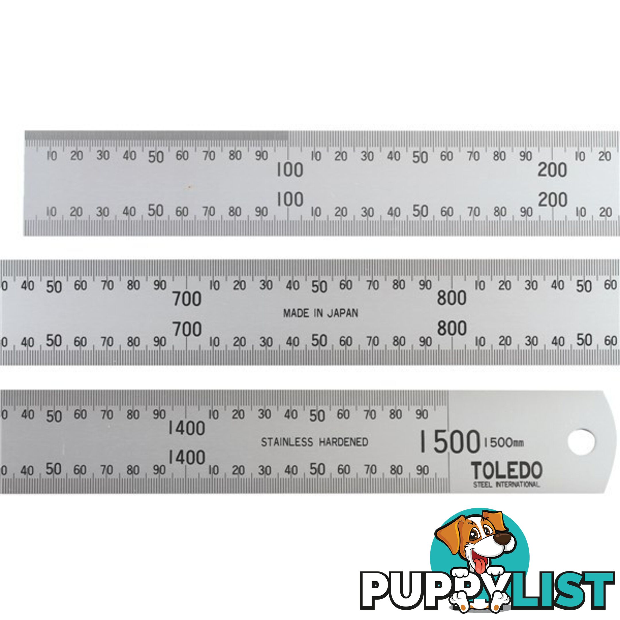 Toledo Stainless Steel Single Sided Rule Metric  - 1500mm SKU - 1500M