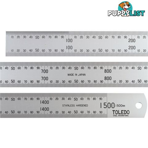 Toledo Stainless Steel Single Sided Rule Metric  - 1500mm SKU - 1500M