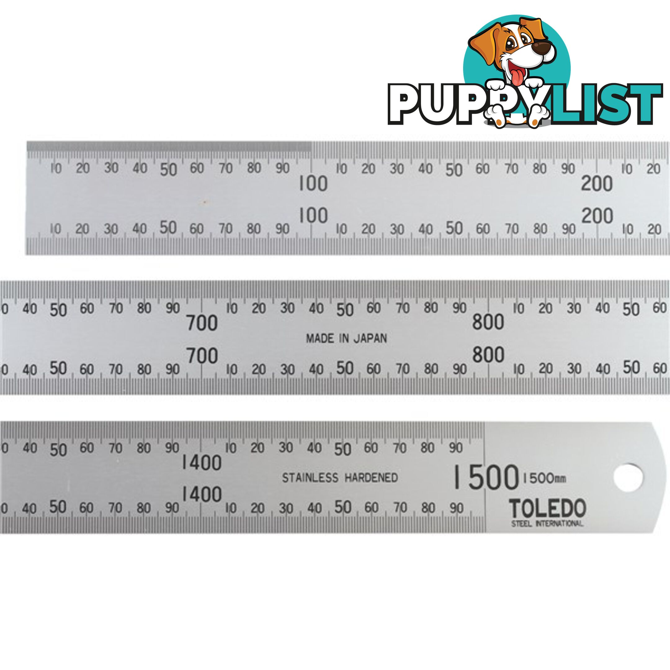 Toledo Stainless Steel Single Sided Rule Metric  - 1500mm SKU - 1500M