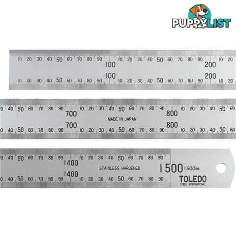 Toledo Stainless Steel Single Sided Rule Metric  - 1500mm SKU - 1500M