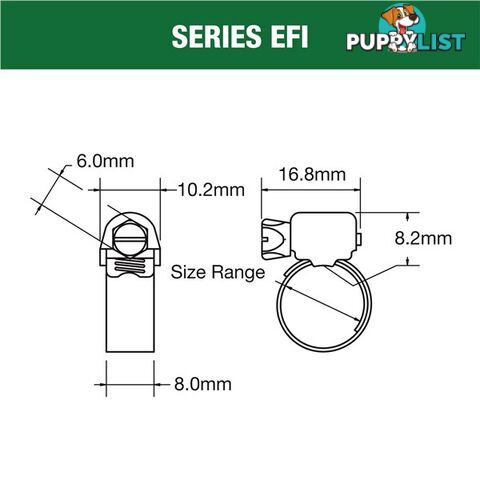 Tridon Extended Tang Micro Hose Clamp Pack  9mm  - 17mm 10pk SKU - EFI005P