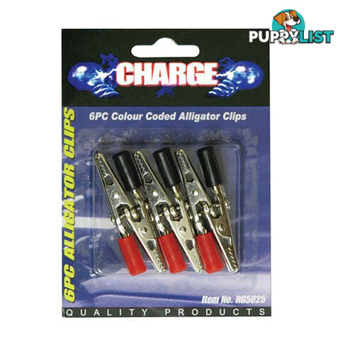 Charge Insulated Alligator Clips 3 x Pos 3 x Neg SKU - RG5025