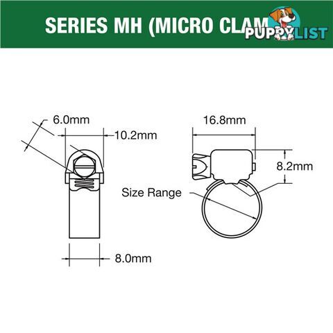 Tridon Part S. Steel Hose Clamp 17mm â 32mm Micro Perforated Band 10pk SKU - MH012P