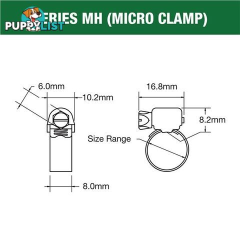 Tridon Part S. Steel Hose Clamp 17mm â 32mm Micro Perforated Band 10pk SKU - MH012P