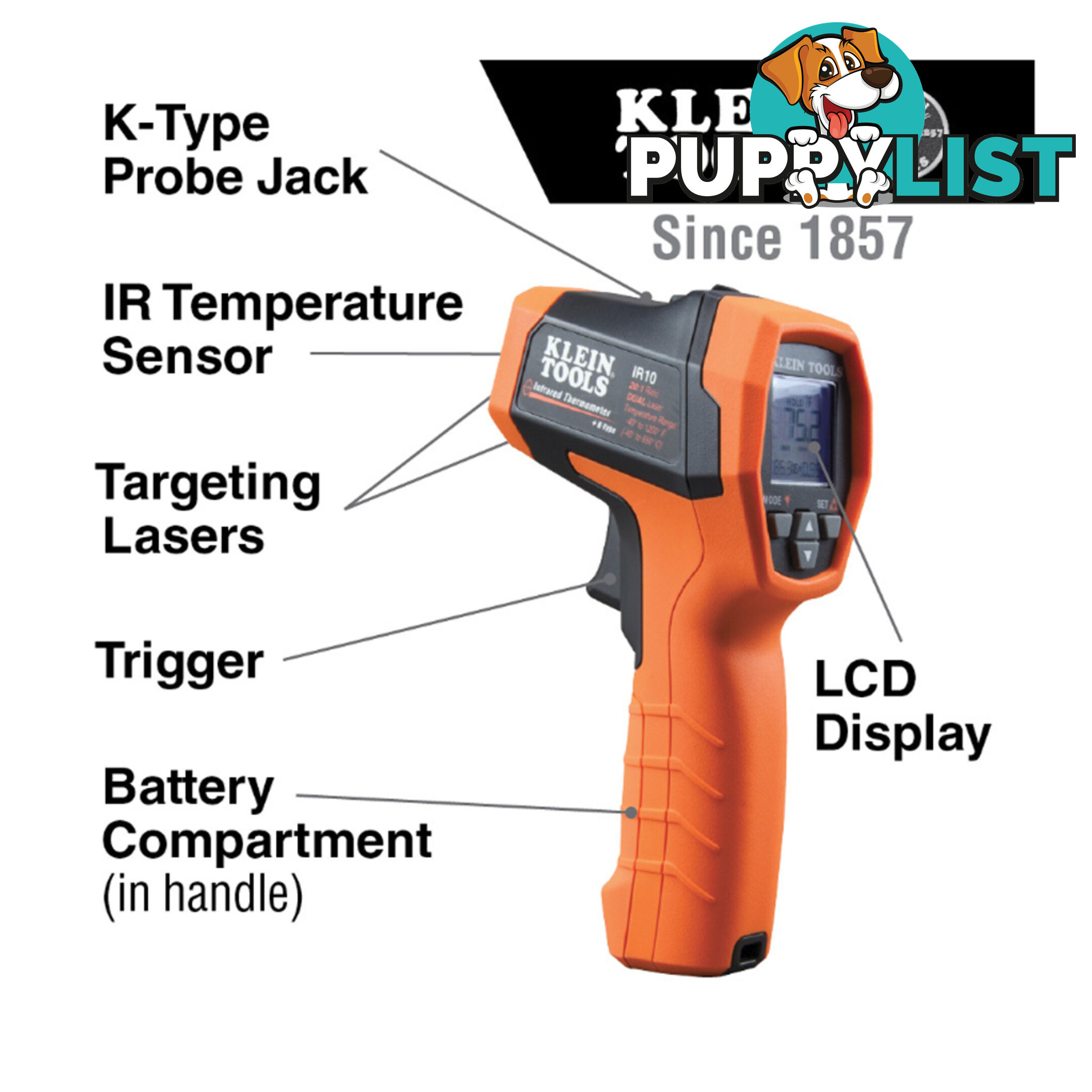 Klein Dual-laser infrared thermometer  - 20:1 -40 to 650Â°C SKU - IR10